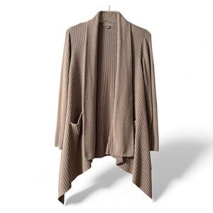 Barefoot Dreams CozyChic Ultra Lite Ribbed Draped Shawl Collar Cardi Medium